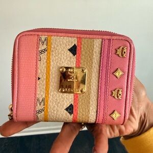 MCM Pink and Tan Compact Wallet